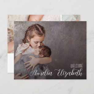 Budget Multiple Photo Elegant Birth Announcement