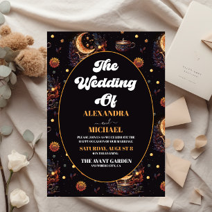 Budget Mystical Black Gold Celestial Stars Wedding