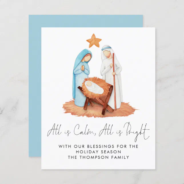 Budget Nativity Scene All Is Calm Holiday Card Zazzle