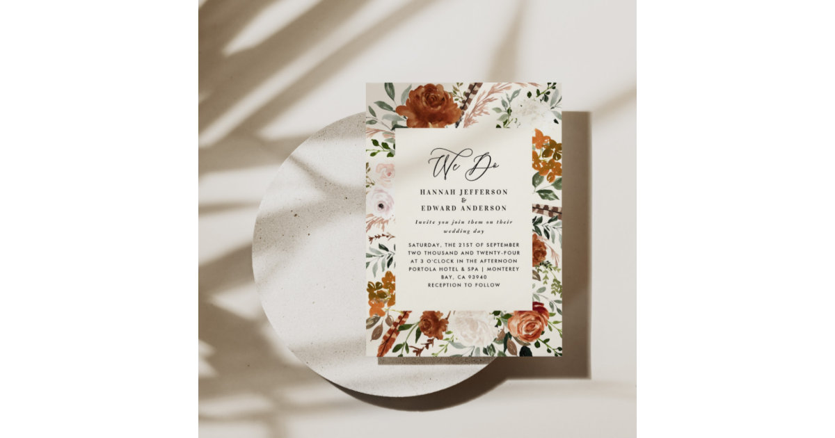 Budget natural botanical wedding details invite flyer | Zazzle