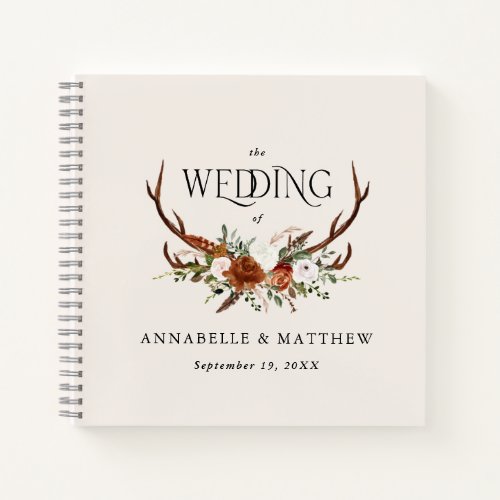 Budget natural floral wedding guest book rustic