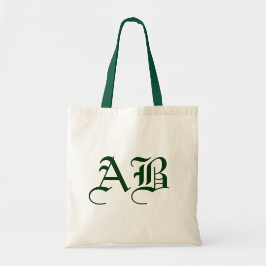 Budget natural/green Tote Monogram Template