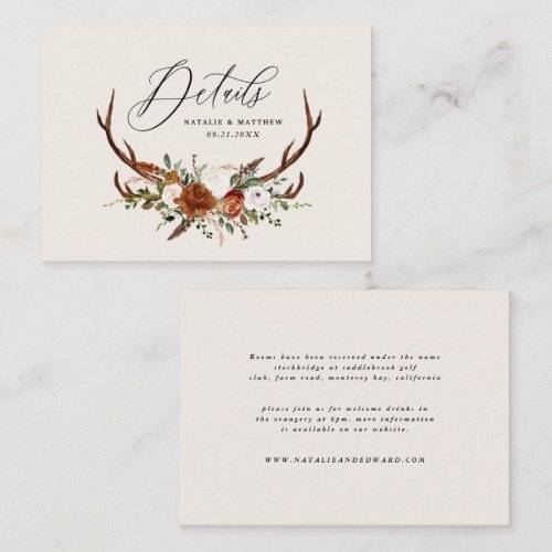 Budget natural stag rust floral elegant wedding enclosure card