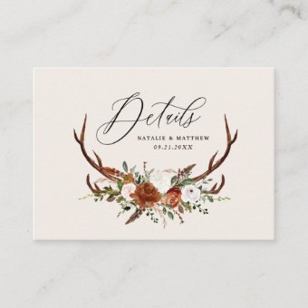 Budget natural stag rust floral elegant wedding enclosure card | Zazzle