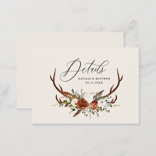 Budget natural stag rust floral elegant wedding enclosure card