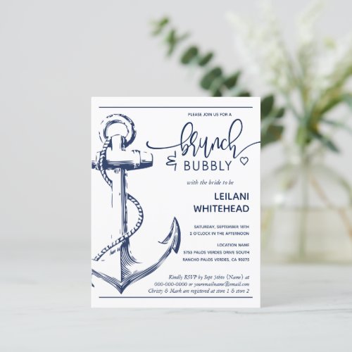 Budget Nautical Anchor Bridal Shower Invitation
