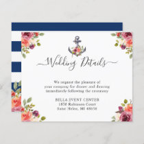 Budget Nautical Anchor Floral Wedding Details Card