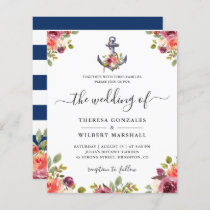 Budget Nautical Anchor Floral Wedding Invitations
