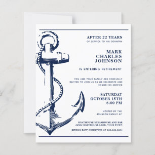 Budget Nautical Anchor Navy Retirement Invitation