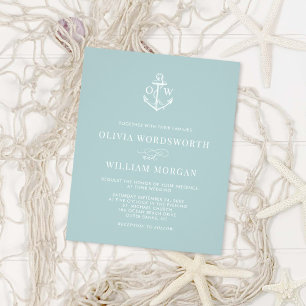 Budget Nautical Anchor Wedding Invite Sea Glass Flyer