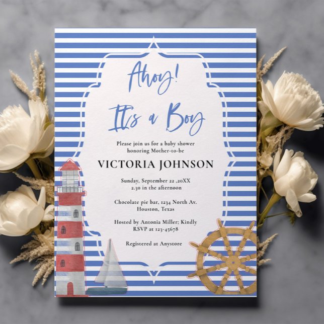 Budget Nautical Blue Its a Boy Baby Shower Invite (Creator Uploaded)