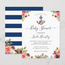 Budget Nautical Floral Baby Shower Invitation