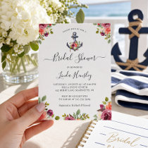 Budget Nautical Floral Bridal Shower Invitation