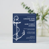 Budget Nautical Navy Anchor Wedding Invitation (Standing Front)