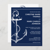 Budget Nautical Navy Anchor Wedding Invitation (Front/Back)
