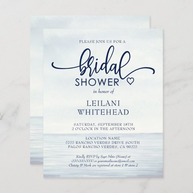 Budget Nautical Ocean Bridal Shower Invitation (Front/Back)