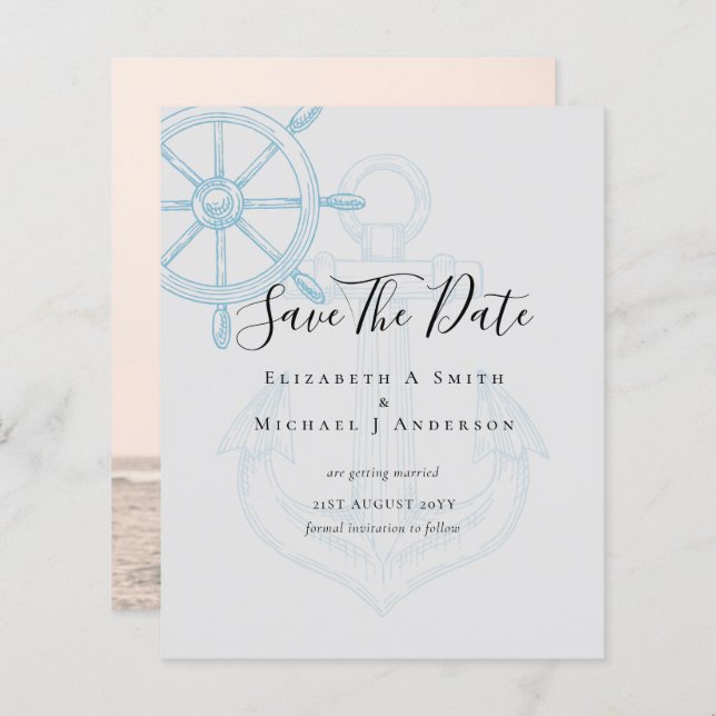 BUDGET Nautical PHOTO Save Dates Sea Beach Ocean (Front/Back)