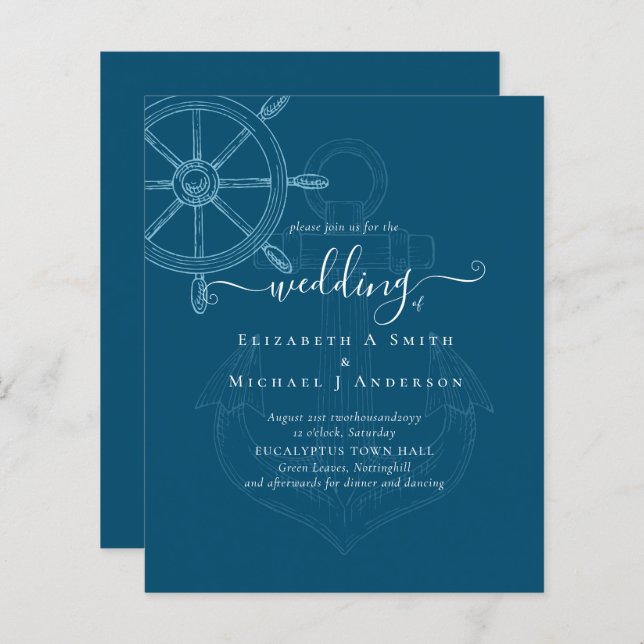 BUDGET  Nautical Ships Wheel Wedding (Front/Back)
