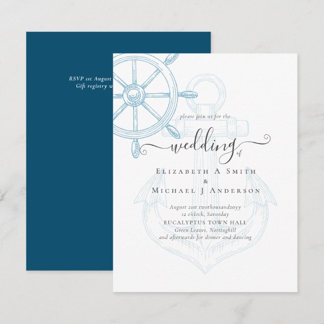 BUDGET  Nautical Ships Wheel Wedding (Front/Back)