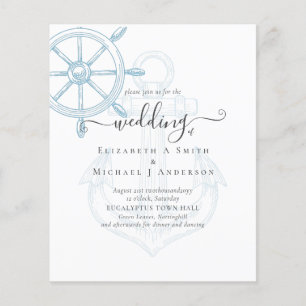 BUDGET Nautical Ships Wheel Wedding Flyer