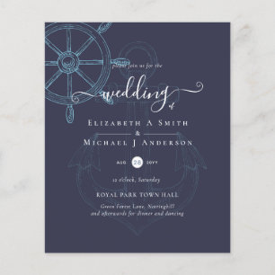 BUDGET Nautical Ships Wheel Wedding Flyer
