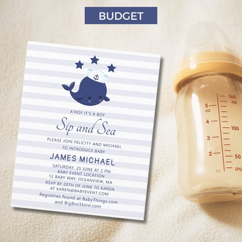 Budget Nautical Sip And See Baby Shower Invitation