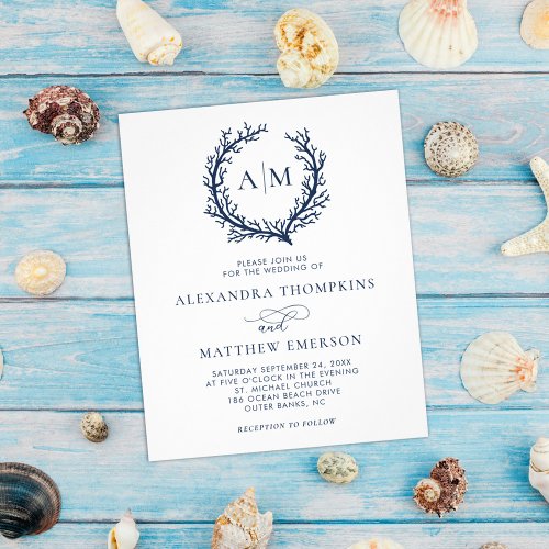 Budget Nautical Wedding Coral Reef White Navy Flyer