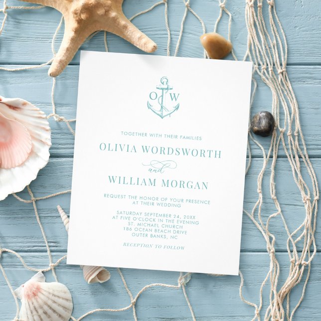 Budget Nautical Wedding Invite Sea Glass Blue Flyer (Creator Uploaded)