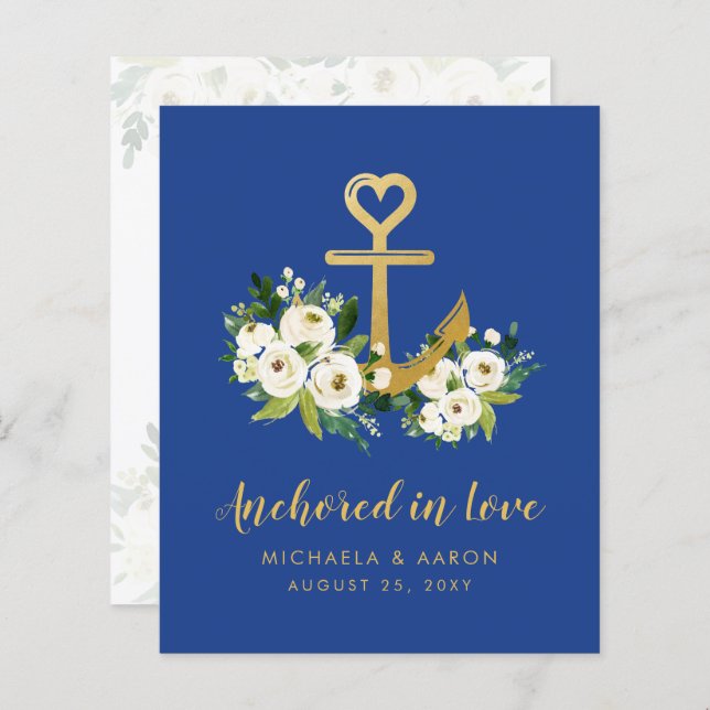 Budget Nautical Wedding Save the Date Heart Anchor (Front/Back)