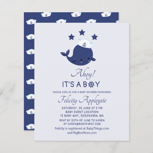 Budget Nautical Whale Ahoy Its A Boy Baby Shower