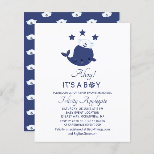 Budget Nautical Whale Ahoy Its A Boy Baby Shower