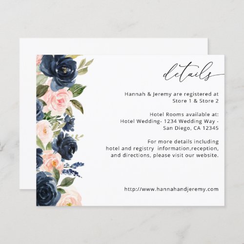 Budget Navy Blue  Blush Pink Floral Details