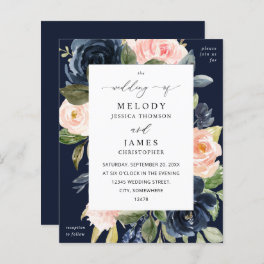 Budget Navy Blue & Blush Pink Floral Wedding Fall