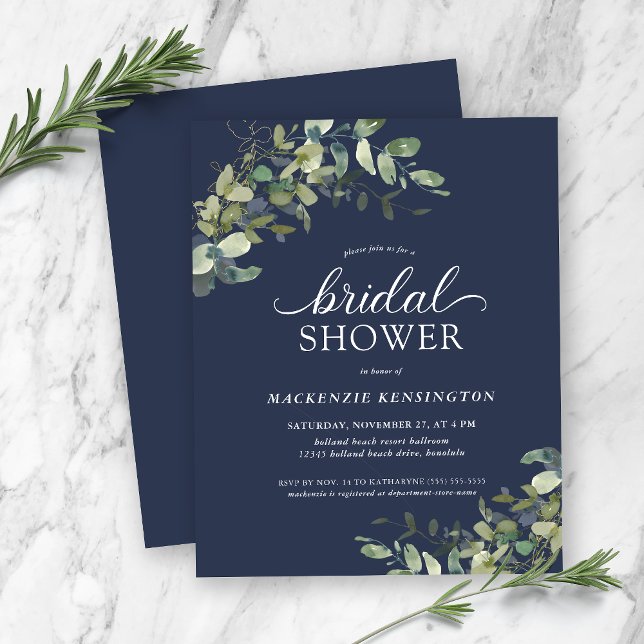 BUDGET Navy Blue Eucalyptus Bridal Shower (Creator Uploaded)