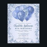 Budget Navy Blue Glitter Balloon Kids Birthday Flyer<br><div class="desc">Modern Glam Navy Blue Glitter Sparkle Balloon Feminine Girl Kids Birthday Invitation</div>