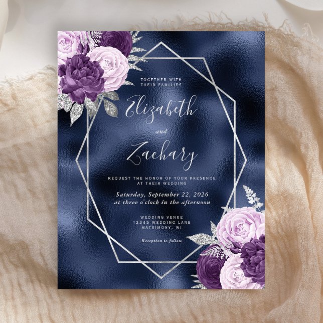 Budget Navy Blue Lilac Silver Floral Wedding (Creator Uploaded)