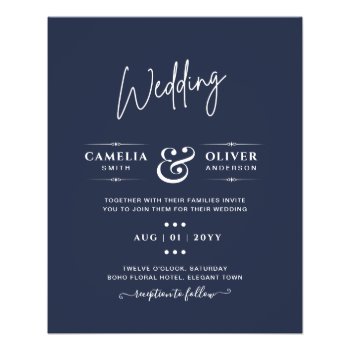 BUDGET Navy Blue Monochrome WEDDING Flyer