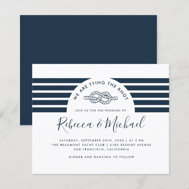 Budget Navy Blue Nautical Tying The Knot Wedding (Front/Back)