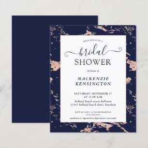 Budget Navy Blue Rose Gold Marble Bridal Shower