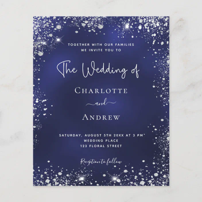 swirl Wedding Evening Invitations Personalised GLAMOUR Postcard Glitter 