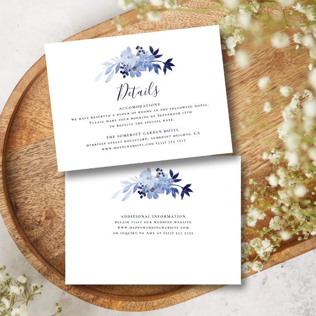 Budget Navy Blue Wedding Details Enclosure Card  (Creator Uploaded)