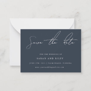 BUDGET Navy Blue Wedding Save The Date Invitation