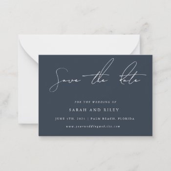 Budget Navy Blue Wedding Save The Date Invitation by Beanhamster at Zazzle