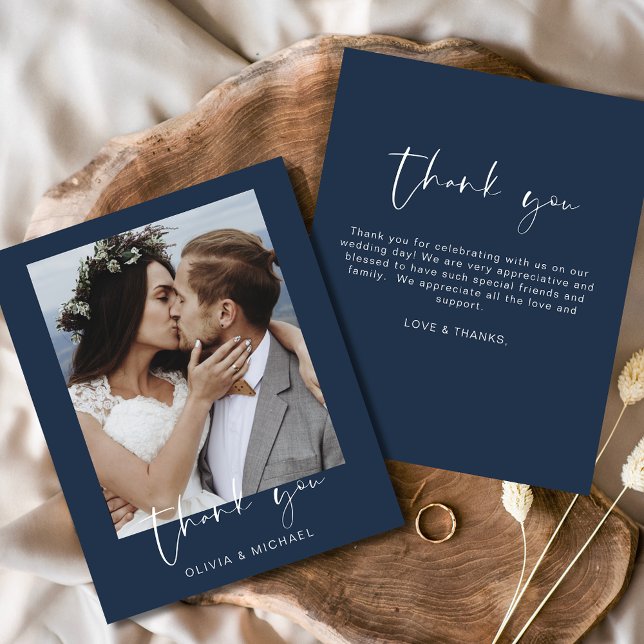 Budget Navy Blue Wedding Thank You Card Flyer (Creator Uploaded)