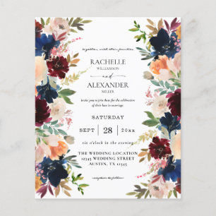 Budget Navy, Burgundy, Pink & Peach Floral Wedding