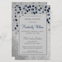 Budget Navy Confetti Bridal Shower Invitation