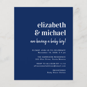 Budget Navy Couples Baby Boy Shower Invitation