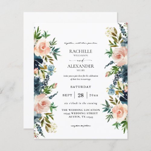 Budget Navy Dusty Blue  Pink Floral 1 Wedding