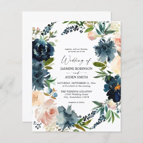 Budget Navy Dusty Blue  Pink Floral 2 Wedding
