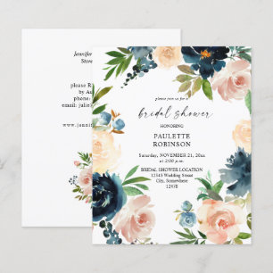 Budget Navy & Dusty Blue Pink Floral Bridal Shower